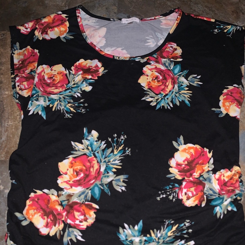 Black flower blouse